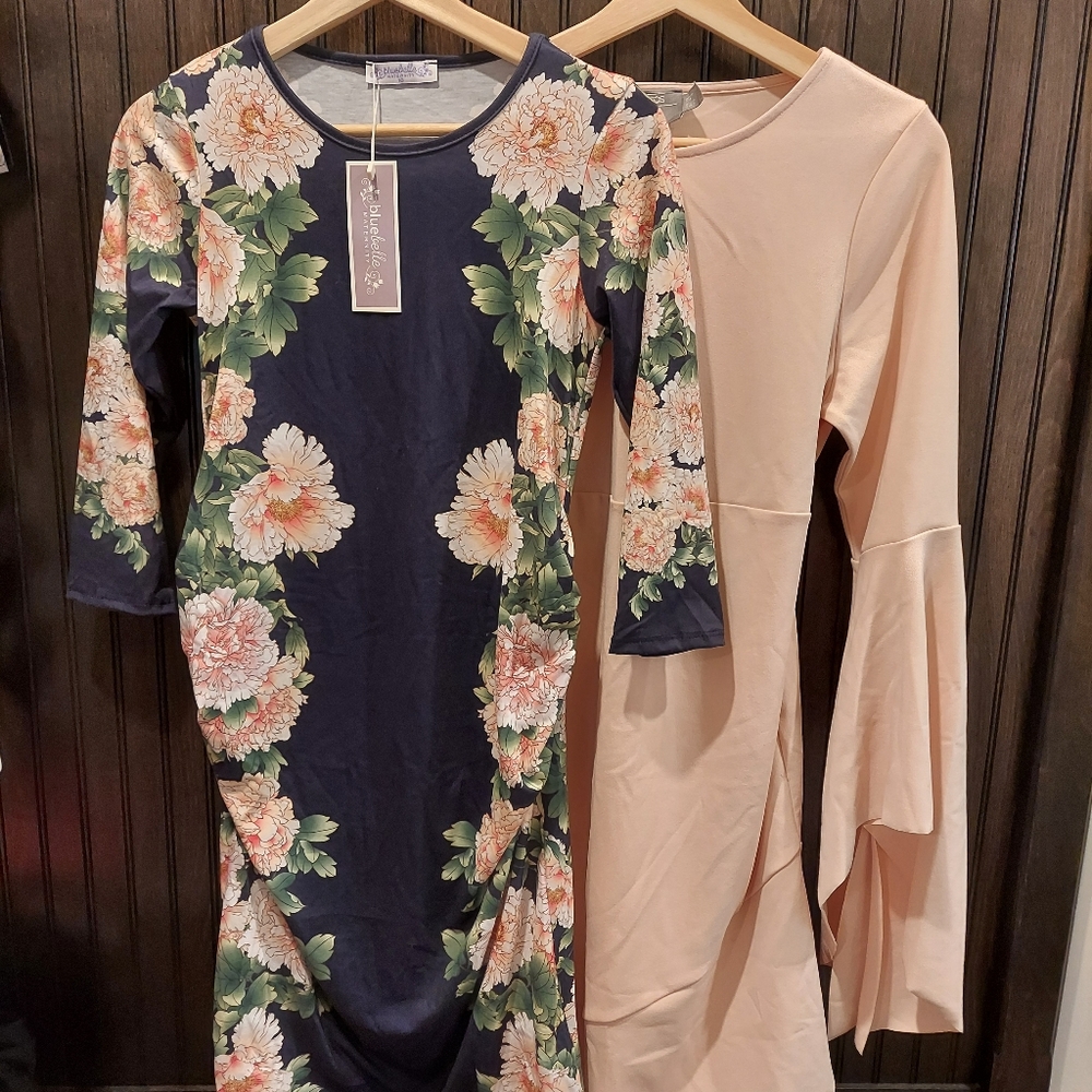 Maternity dresses. Pink ASOS 8 and Bluebelle 10